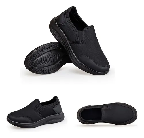 Zapatos Tenis Negros Mujer Y Hombres Pie Diabetico Cómodo