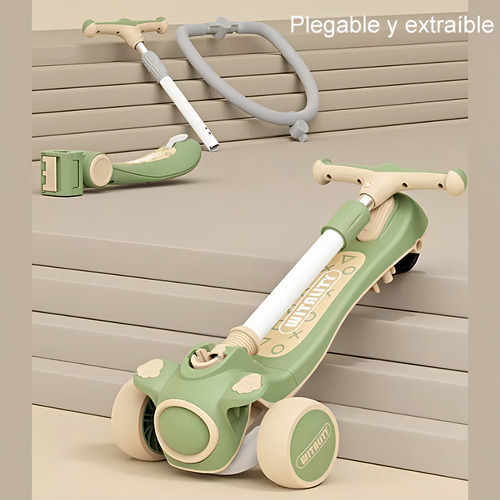 Scooter Infantil 5 En 1 Asiento Agarradera Ajustable Plegabl Tarra Expedition Scooter Plegable Plegable Con Asiento Para Luces Led+ Música
