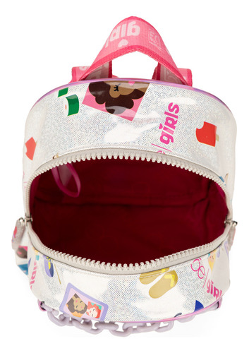 Bolsa Niñas Backpack Cloe Satreli Chico Color Plateado