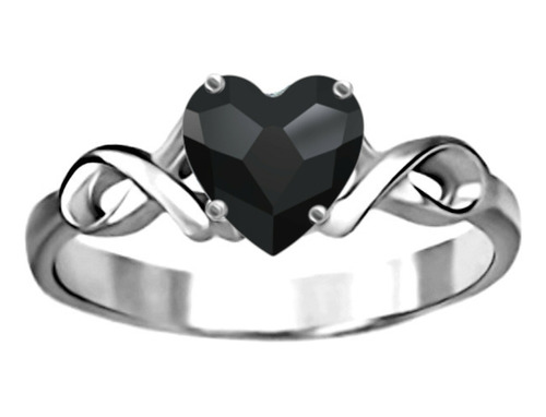 Anillo Infinitos Oro 14k Certificado Diamante Corazón Negro