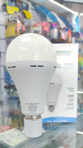 Bombillo Led Marca Evergreen Emergencia Recargable 12w 6500k