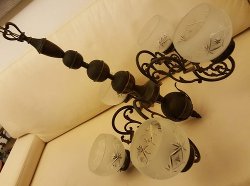 Antigua Araña Lámpara Colgante Estilo 5 L Cristal Esmerilado (Usado)