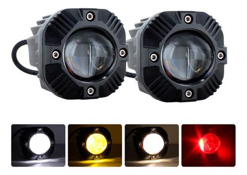 Par Faro Led Lupa Auxiliar Bicolor Estrobo Ojo Aguila 4x4