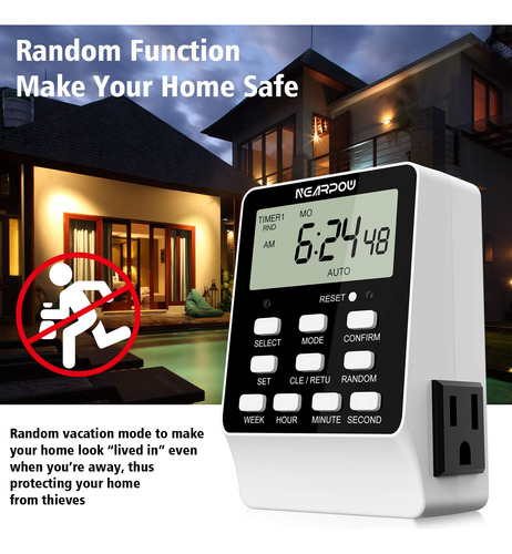 Reloj Digital Programable Nearpow 2 Salidas, 18 En...
