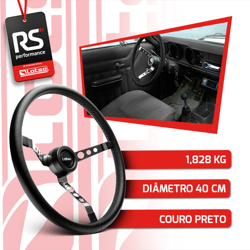 Volante Big Block S Clássico Em Couro Preto + Cubo Alumínio
