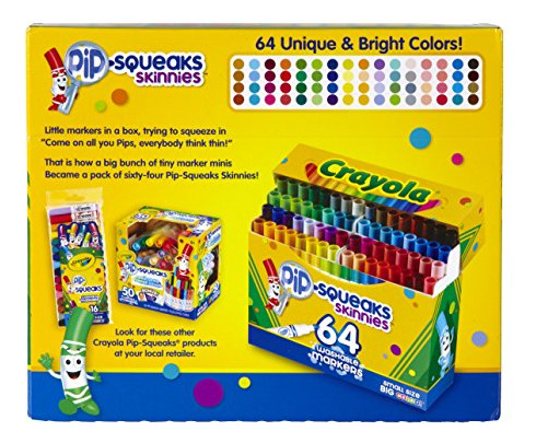 Rotuladores Lavables Crayola Pipsqueaks Skinnies, 64 Unidade