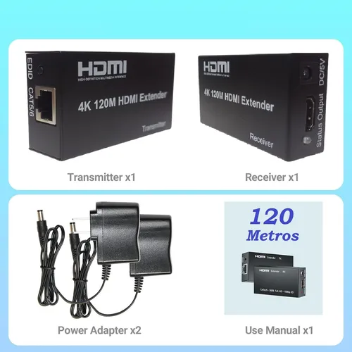Extender Hdmi 120 Metros, Conexión Por Cable De Red Rj45