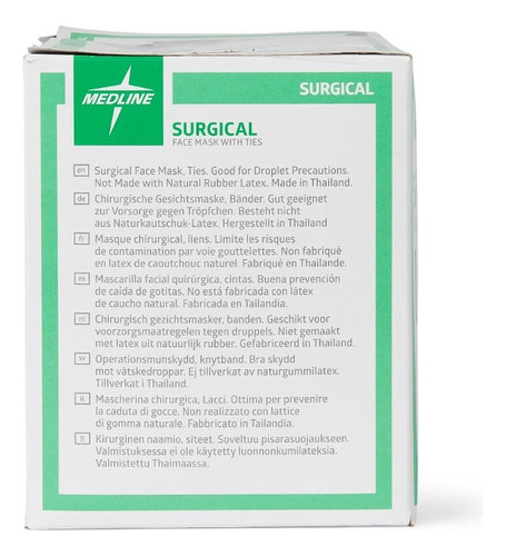 Cubrebocas Quirúrgico Con Lazo Medline (caja C200 Pzs)