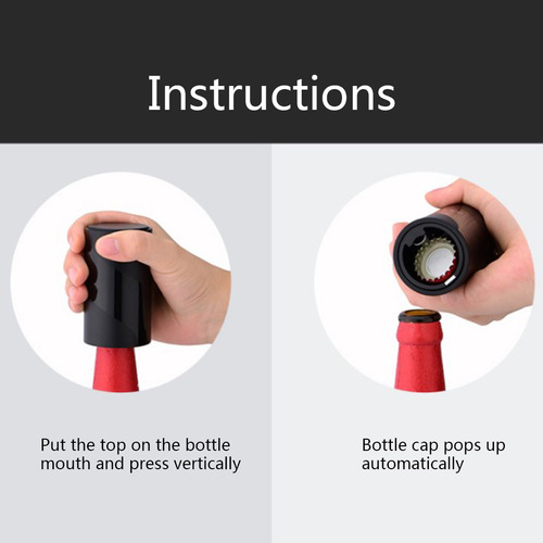 Automatic Beer Bottle Opener Push Down Lid Quick Open Magnet