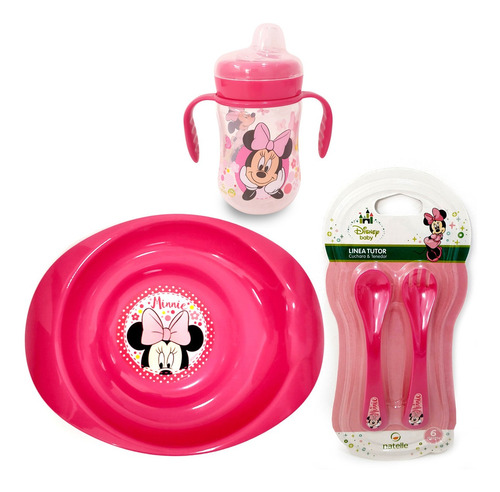 Imagen 1 de 6 de Set Vaso + Plato + Cubiertos Para Comer Bebé Disney Baby 6m+