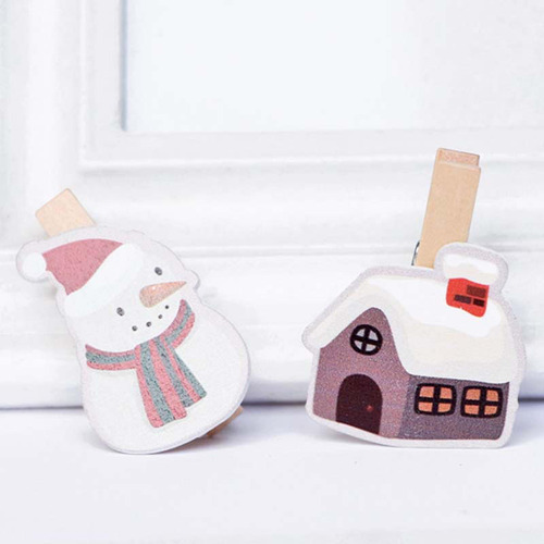4 X 6 Piezas Clips De Madera Navideños Clips Lindos Para