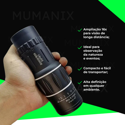 Monóculo Luneta Profissional Portátil Telescópio De Mão 16x Cor Preto