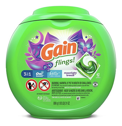 Gain Pods Monnlight Breeze Detergente En Capsulas 42 Unid