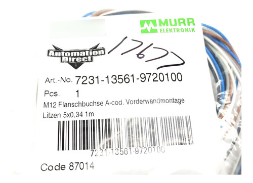 Murr Elektronik 7231-13561-9720100 M12 Female Receptacle Zzz