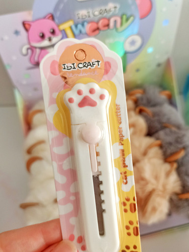 Mini Trincheta Cutter Ibi Craft Patita Gato Retráctil Traba