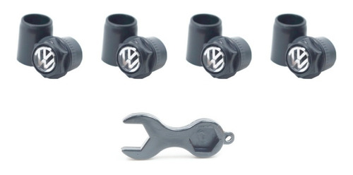 Imagem 3 de 7 de Kit Capa Para Valvula Bico Pino Pininho Preto Vw Volks
