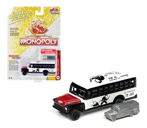 Monopoly Chevy School Bus Escala 1:64 Johnny Lightning