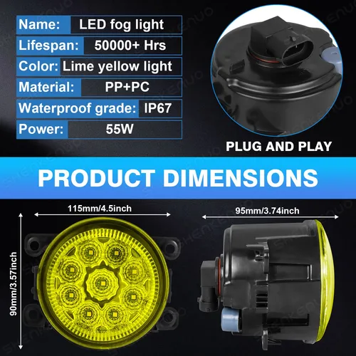 1 Par- Focos De Luz De Niebla Led De Parachoques Delantero