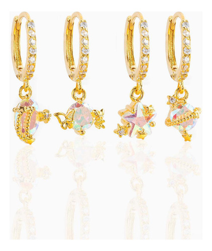 Pendientes Colgantes Para Niñas De 4 Unidades, Joyería