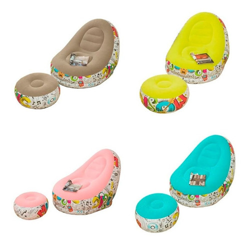 Sofá Tumbona Inflable + Puff Reposa Pies Inflable Portátil