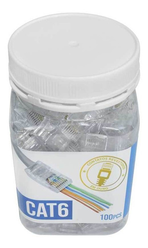 Imagem 3 de 6 de Pote C/ 100 Pç Conector Plug Rj-45 De Passagem Cat6 Ez Crimp