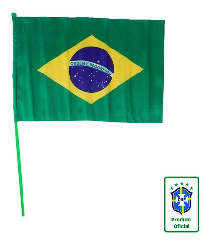 Bandeira Brasil Haste 30x20 Cm Verde Amarelo Cbf Torcida