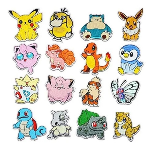 16 Parches Pokemon Ropa Mochila Pikachu Charmander Kawaii