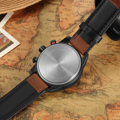 Imagen 5 de 6 de Reloj De Cuero Deportivo De Lujo Curren Para Hombre Chronogr