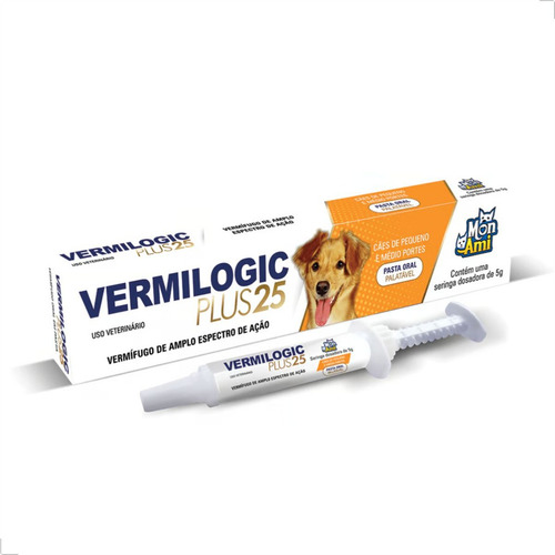 Vermífugo Para Cães Dose Única Líquido Vermilogic Plus25 5g