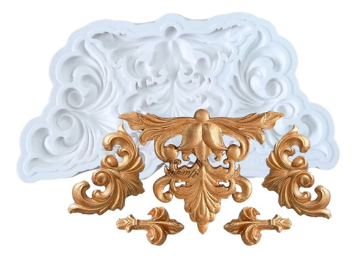 Forma Silicone Lis 3 Arabescos Aplique Resina Biscuit Gesso