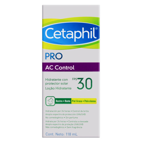 Imagem 1 de 2 de Loção Hidratante Facial FPS 30 sem Fragrância Cetaphil Pro AC Control Caixa 118ml