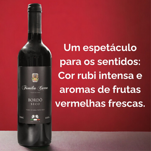 Kit 3 Vinhos Família Carra Tinto De Mesa Bordo Suave 750 Ml