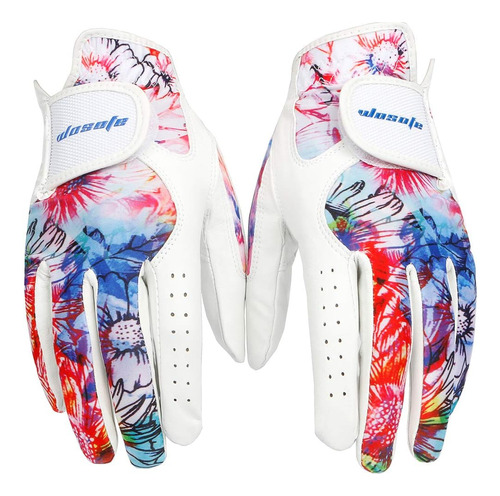 Guantes De Golf Mujeres Damas Par De Cuero Fresco Ambas...