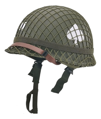 Wwii Us Ww2 Army M1 Casco De Acero Con Red/lona Correa De