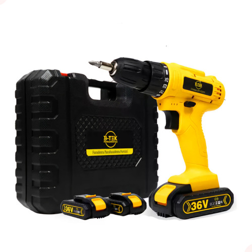 Furadeira Parafusadeira 36v Com 2 Baterias E Maleta Cor Amarelo Frequência 60hz 127/220v