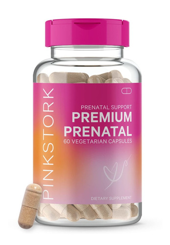 Pink Stork Premium Prenatal: Vitaminas Prenatales Naturales