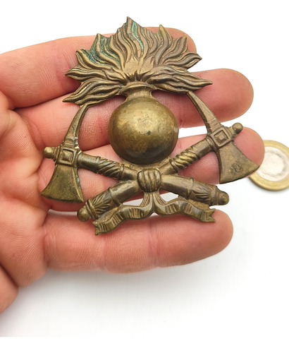 Insignia Emblema Bomberos Antiguo De Bronce - Militaria (Usado)