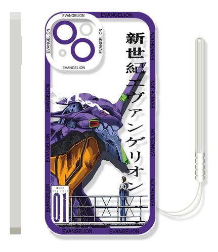 Funda De Tpu Diseño De Anime Evangelion Para iPhone + Correa