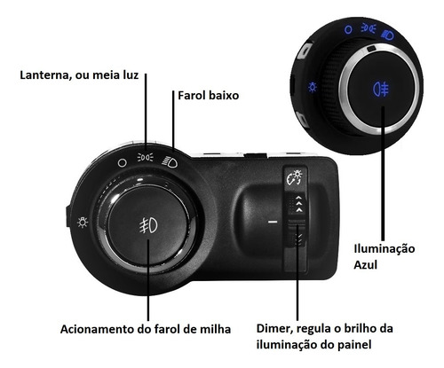 Botão Chave Interruptor Farol Onix Cobalt Spin Prisma S-10