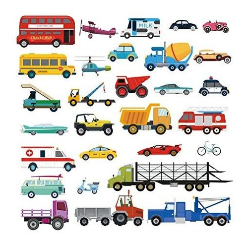 Decalmile Coches Wall Stickers Transportes Niños Habitación 