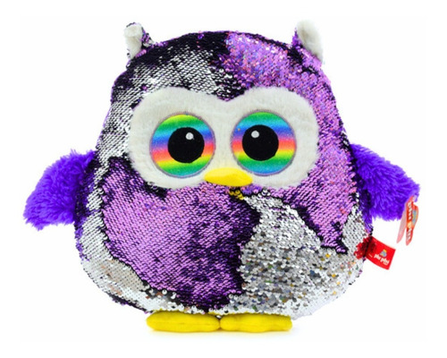 Peluche Lechuza Phi Phi Toys Con Lentejuelas Reversible Color Violeta