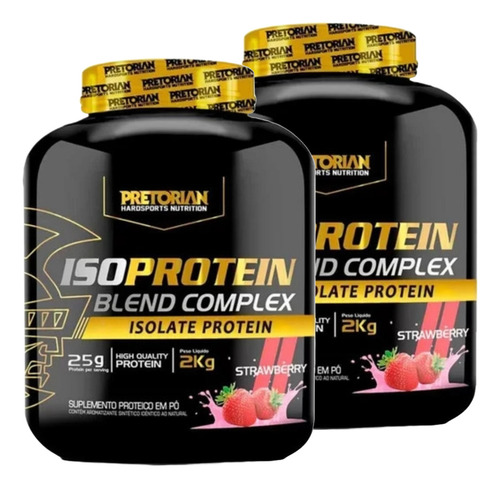 Kit 2 Suplementos Whey Protein Isolado Iso Protein Blend Complex Xpro Sabor Morango 2kg