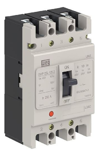 Disjuntor Tripolar Caixa Moldada 100a 20ka/380v Dwp125l Weg