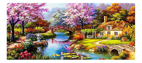 Kit De Pintura De Diamante 5d - Jardin Japones Paisaje 50x25