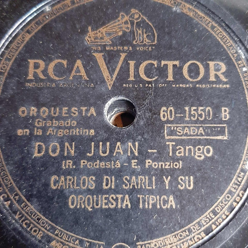 Pasta Carlos Di Sarli Y Su Orquesta Tipica Rca Victor C487