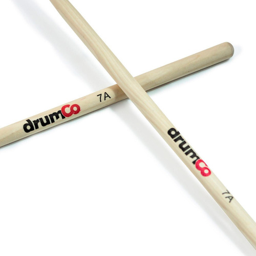 Baqueta Punta De Madera 7a Dr-7a Drumco Color Natural Tamaño 2.8x1.4x39.4