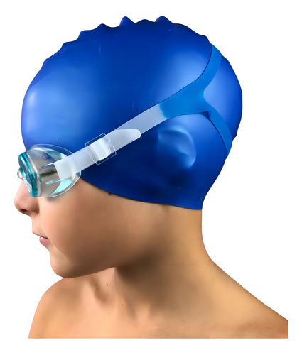 Antiparras De Natacion Niños Origami Estuche Junior Antifog Color Celeste