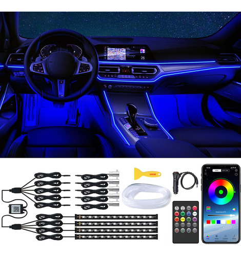 Qvevdacar Interior Coche Led Strip Luces Con Control Remoto