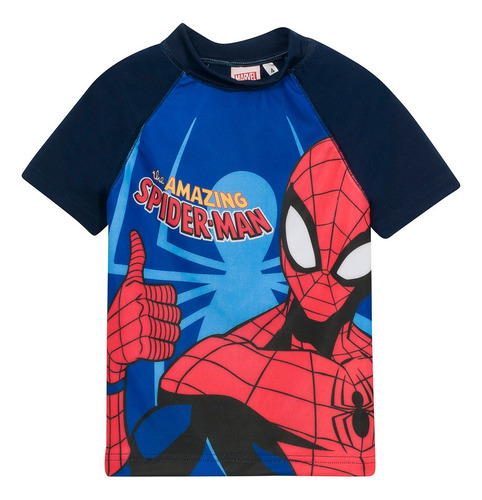 Remera Manga Corta Spiderman Proteccion Solar Uv50 Pileta