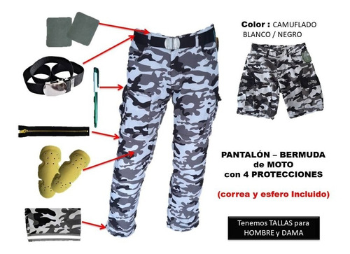 Pantalon De Moto Camuflado Con 4 Protecciones Hombre Y Mujer